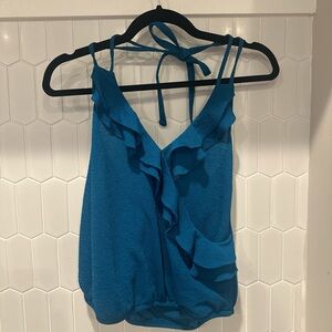 Express Teal Ruffle Tank Top